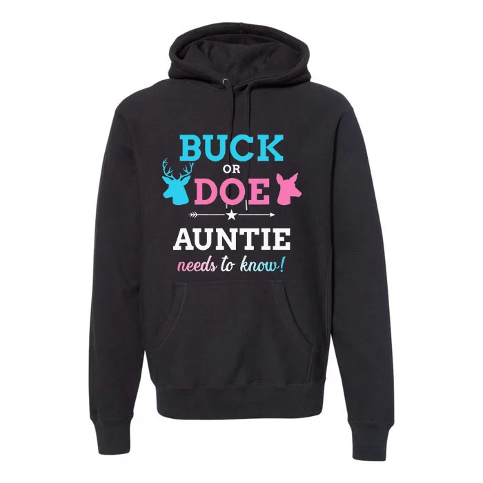 Gender reveal buck or doe auntie matching baby party Premium Hoodie