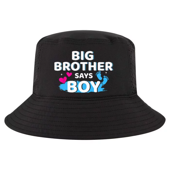 Gender reveal brother says matching baby party Cool Comfort Performance Bucket Hat