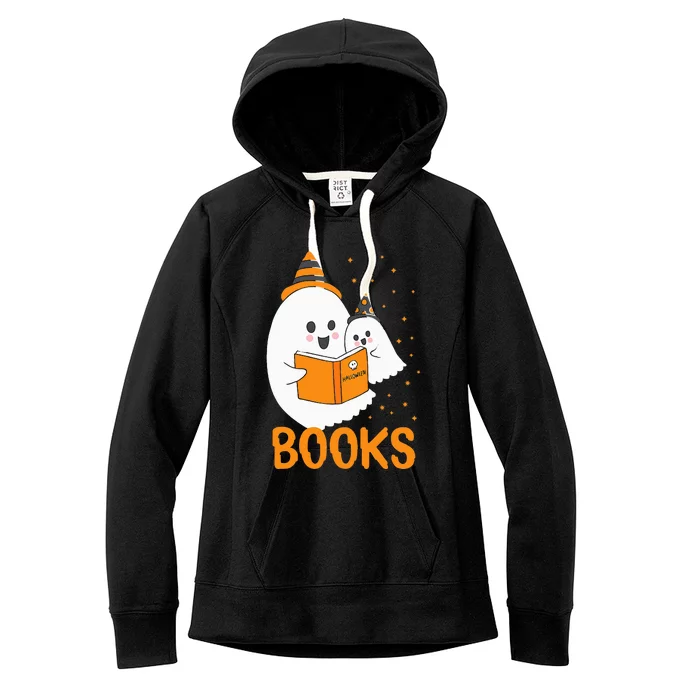 Ghost Reading Books Halloween Women's Fleece Hoodie