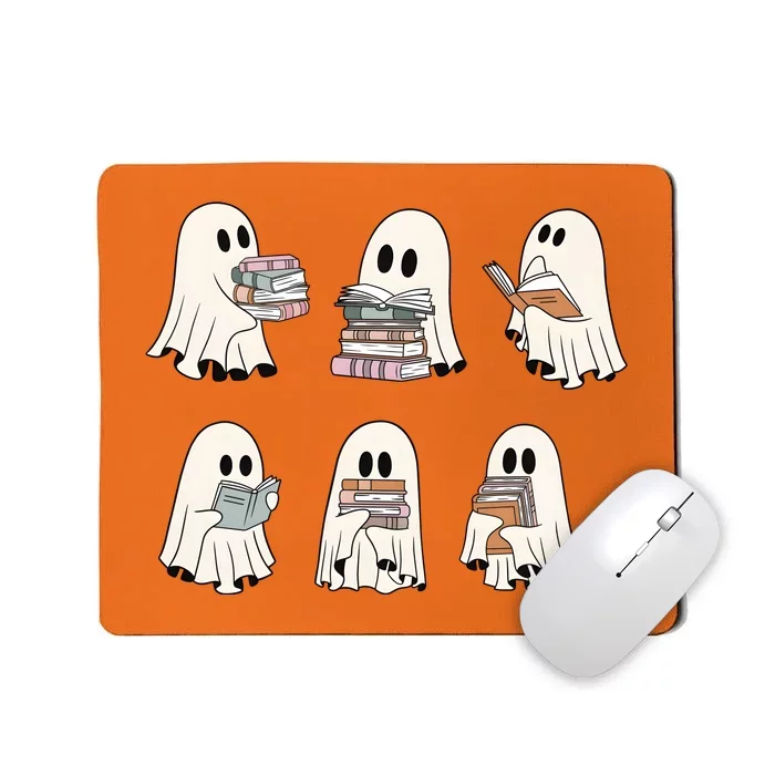 Ghost Reading Book Lover Funny Cute Halloween Bookworm Mousepad