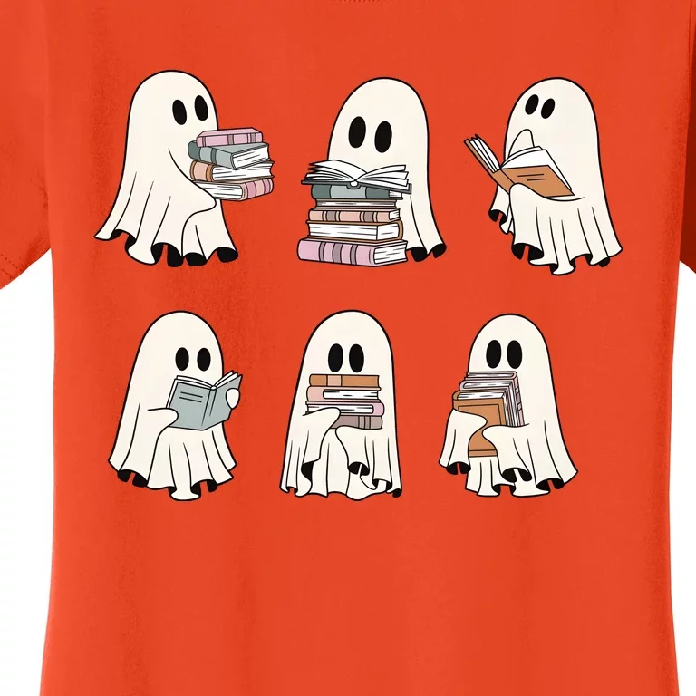 Ghost Reading Book Lover Funny Cute Halloween Bookworm Women's T-Shirt