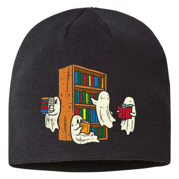 Ghosts Reading Books Teacher Halloween Librarian Boooks 8 1/2in Sustainable Knit Beanie