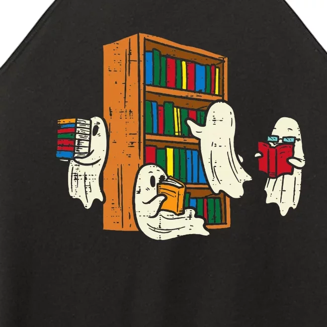 Ghosts Reading Books Teacher Halloween Librarian Boooks Women’s Perfect Tri Rocker Tank