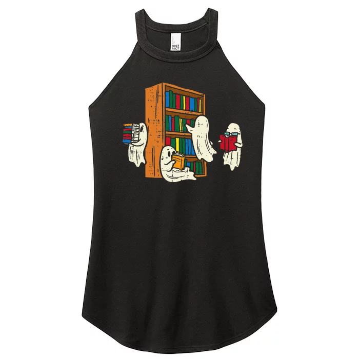 Ghosts Reading Books Teacher Halloween Librarian Boooks Women’s Perfect Tri Rocker Tank