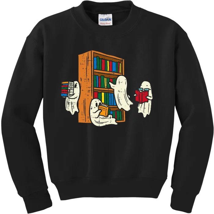 Ghosts Reading Books Teacher Halloween Librarian Boooks Kids Sweatshirt