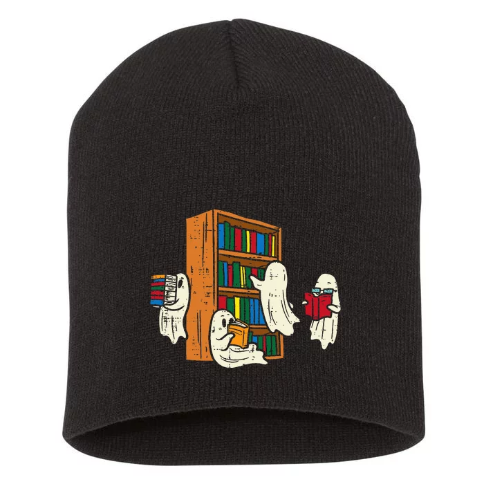 Ghosts Reading Books Teacher Halloween Librarian Boooks Short Acrylic Beanie