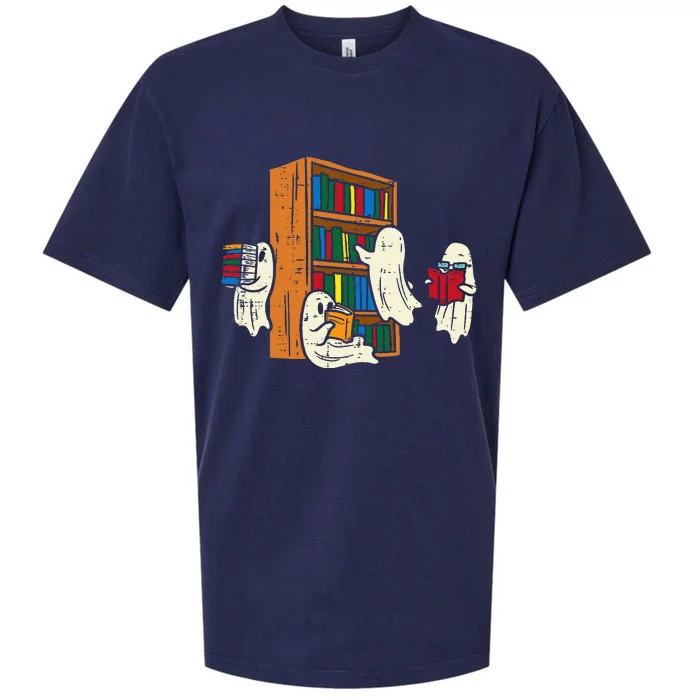 Ghosts Reading Books Teacher Halloween Librarian Boooks Sueded Cloud Jersey T-Shirt