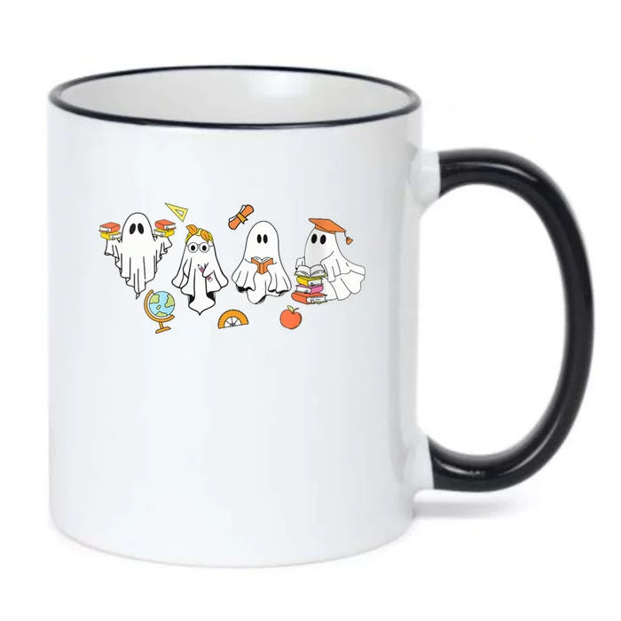 Ghost Reading Book Lover For Teachers Cute Halloween Teacher Black Color Changing Mug