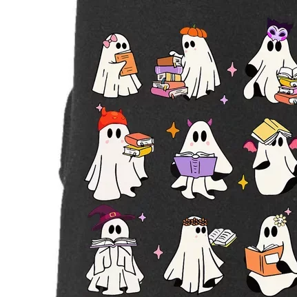 Ghost Reading Book Cute Teacher Halloween Ghost Book Lover Doggie 3-End Fleece Hoodie