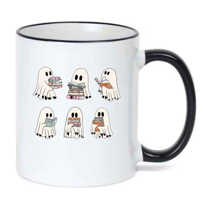 Ghost Reading Books Bookworm Lover Black Color Changing Mug