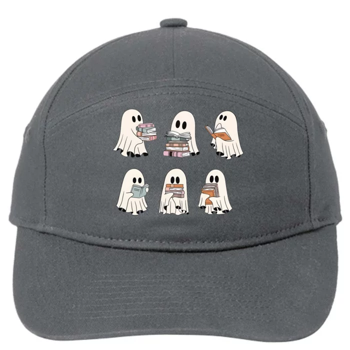 Ghost Reading Books Bookworm Lover 7-Panel Snapback Hat