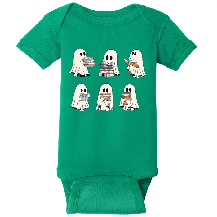 Ghost Reading Books Bookworm Lover Baby Bodysuit