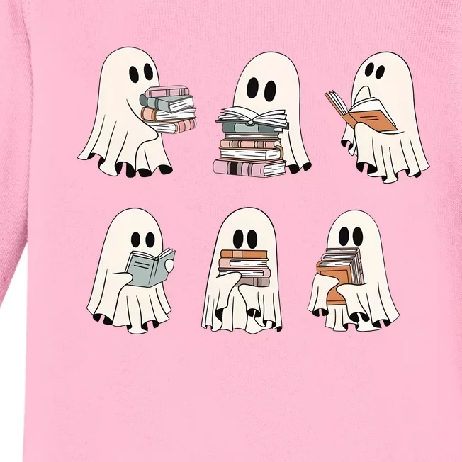 Ghost Reading Books Bookworm Lover Baby Long Sleeve Bodysuit