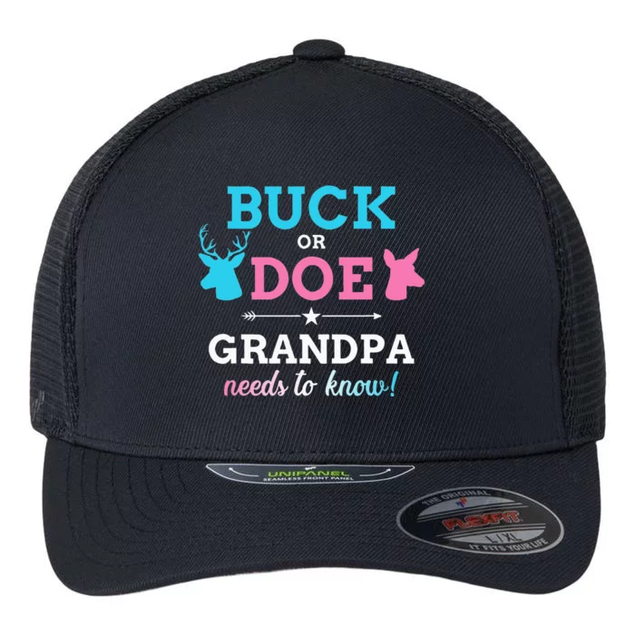 Gender reveal buck or doe grandpa matching baby party Flexfit Unipanel Trucker Cap