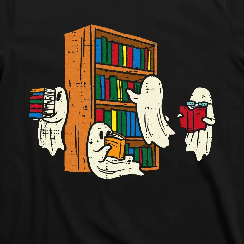 Ghosts Reading Books Teacher Halloween Librarian Boooks T-Shirt