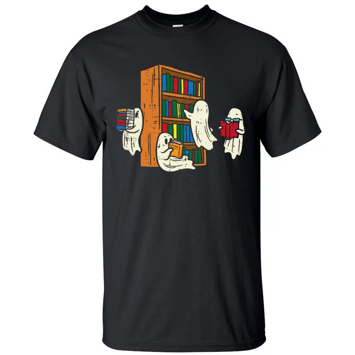 Ghosts Reading Books Teacher Halloween Librarian Boooks Tall T-Shirt