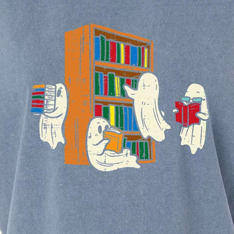 Ghosts Reading Books Teacher Halloween Librarian Boooks Garment-Dyed Women's Muscle Tee