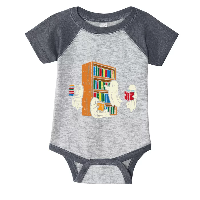 Ghosts Reading Books Teacher Halloween Librarian Boooks Infant Baby Jersey Bodysuit