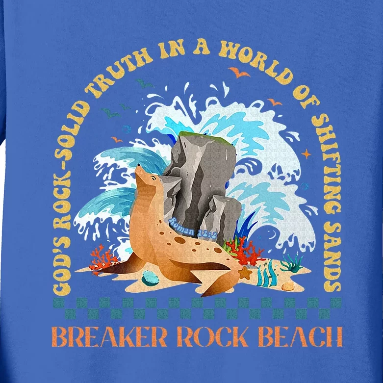 Gods Rocksolid Breaker Rock Beach Vbs 2024 Christian Kids Long Sleeve Shirt