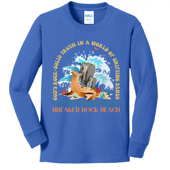 Gods Rocksolid Breaker Rock Beach Vbs 2024 Christian Kids Long Sleeve Shirt