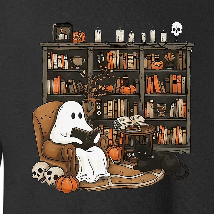 Ghost Reading Books Librarian Ghost Halloween Toddler Sweatshirt