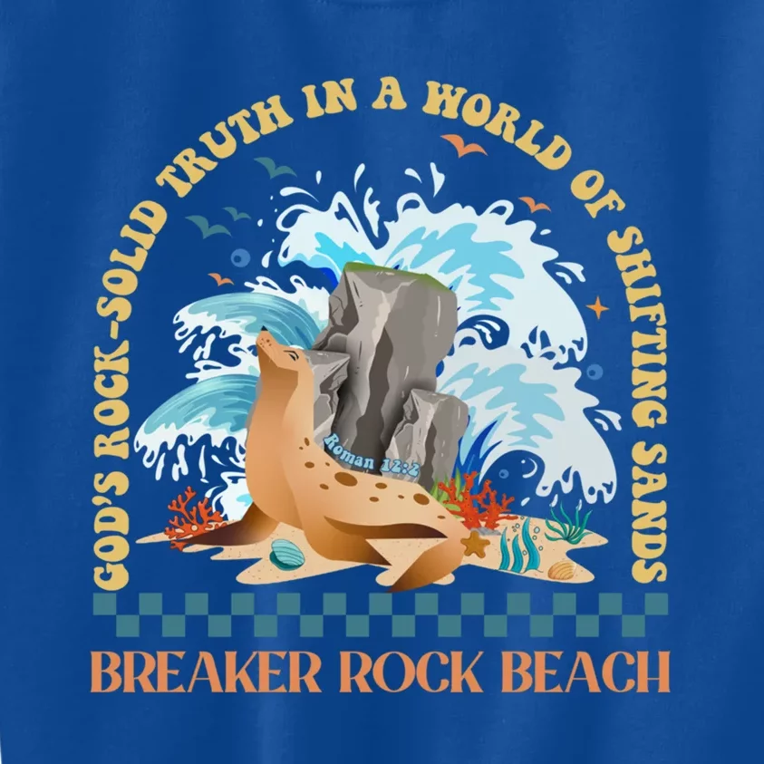 GodS Rocksolid Breaker Rock Beach Vbs 2024 Christian Gift Kids Sweatshirt