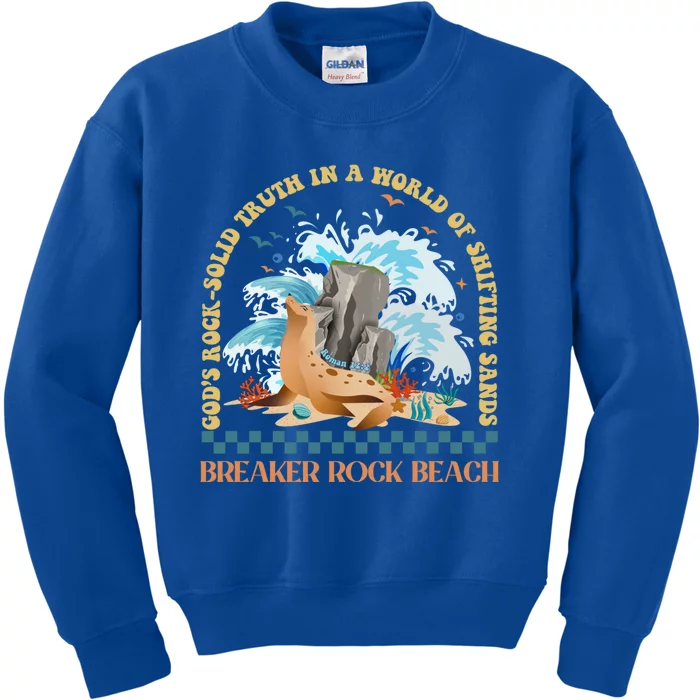 GodS Rocksolid Breaker Rock Beach Vbs 2024 Christian Gift Kids Sweatshirt