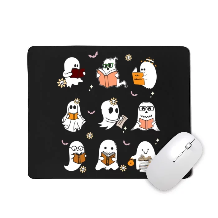 Ghost Reading Book Cute Teacher Halloween Ghost Book Lover Mousepad