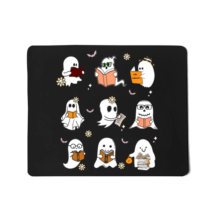 Ghost Reading Book Cute Teacher Halloween Ghost Book Lover Mousepad