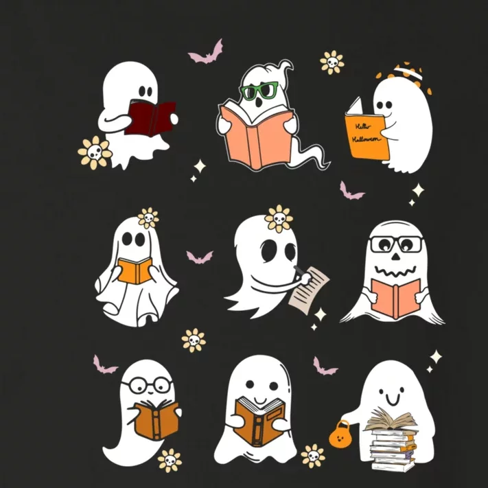 Ghost Reading Book Cute Teacher Halloween Ghost Book Lover Toddler Long Sleeve Shirt