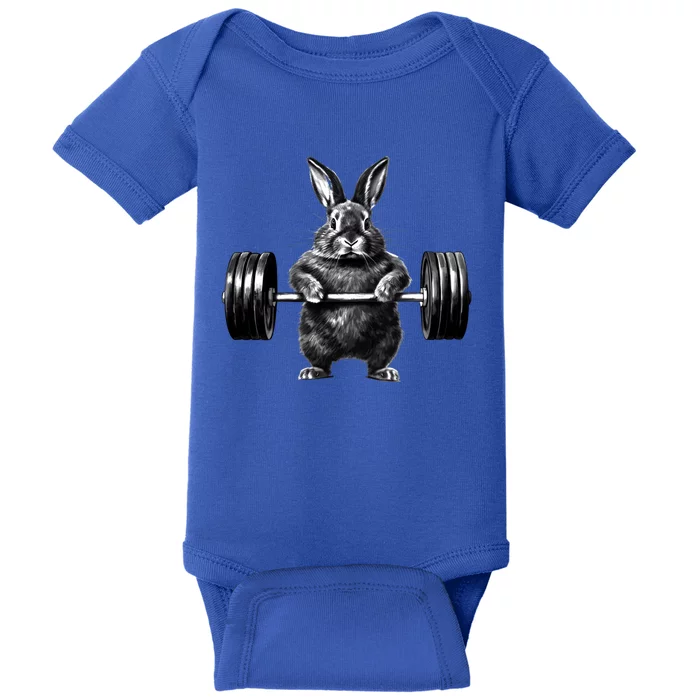 Gym Rabbit Bodybuilder Weight Lifting Rabbit Training Fitness Meaningful Gift Baby Bodysuit