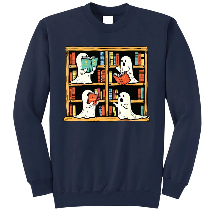 Ghosts Reading Books Teacher Halloween Librarian Boooks Tall Sweatshirt