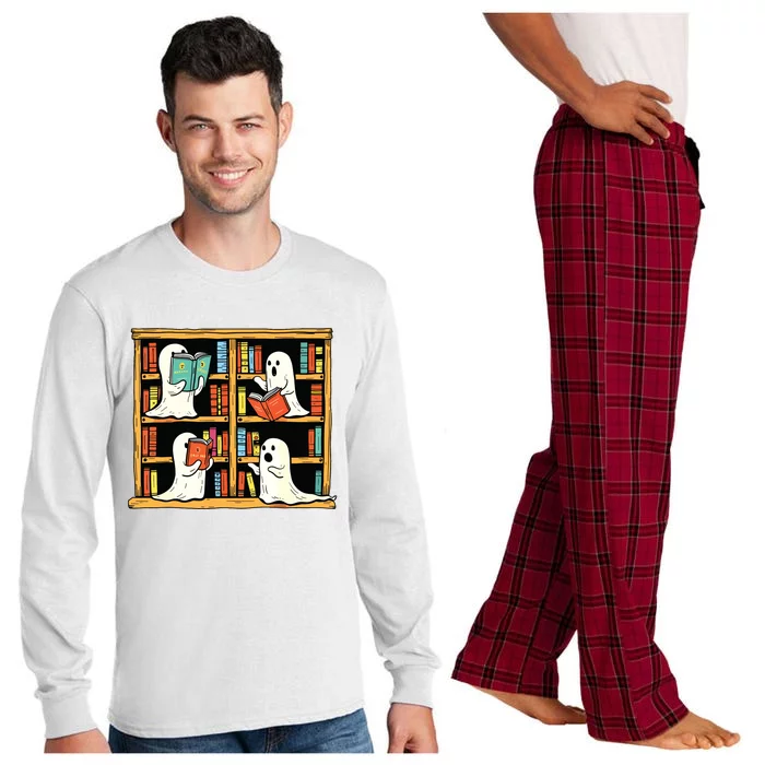 Ghosts Reading Books Teacher Halloween Librarian Boooks Long Sleeve Pajama Set