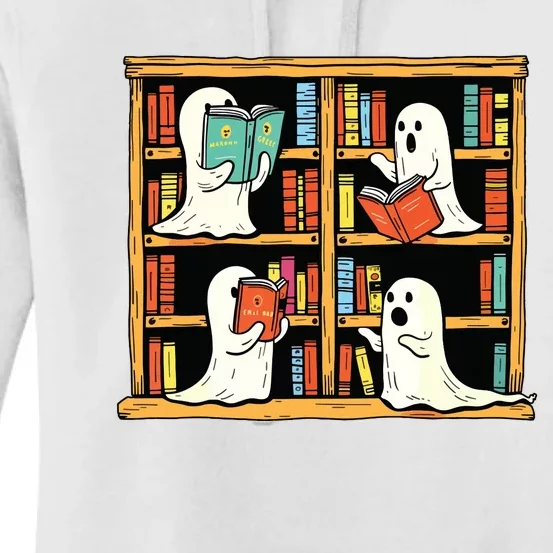 Ghosts Reading Books Teacher Halloween Librarian Boooks Women's Pullover Hoodie