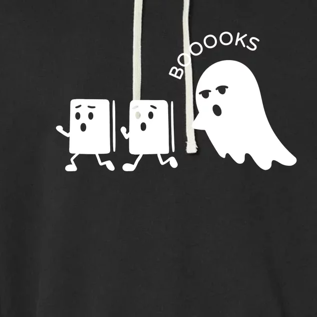 Ghost Reading Books Halloween Garment-Dyed Fleece Hoodie