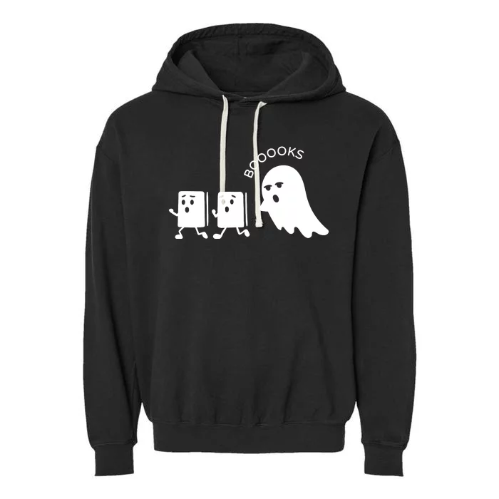 Ghost Reading Books Halloween Garment-Dyed Fleece Hoodie