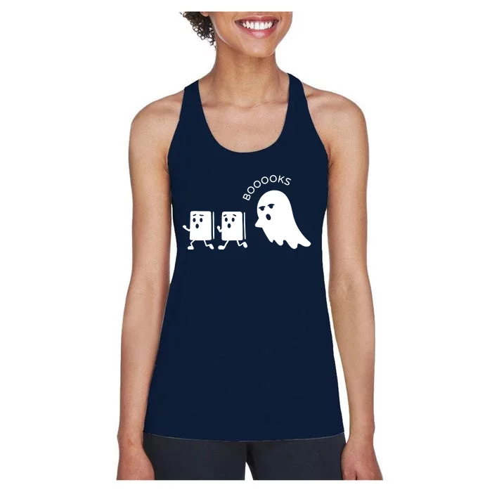 Ghost Reading Books Halloween Women's Racerback Tank