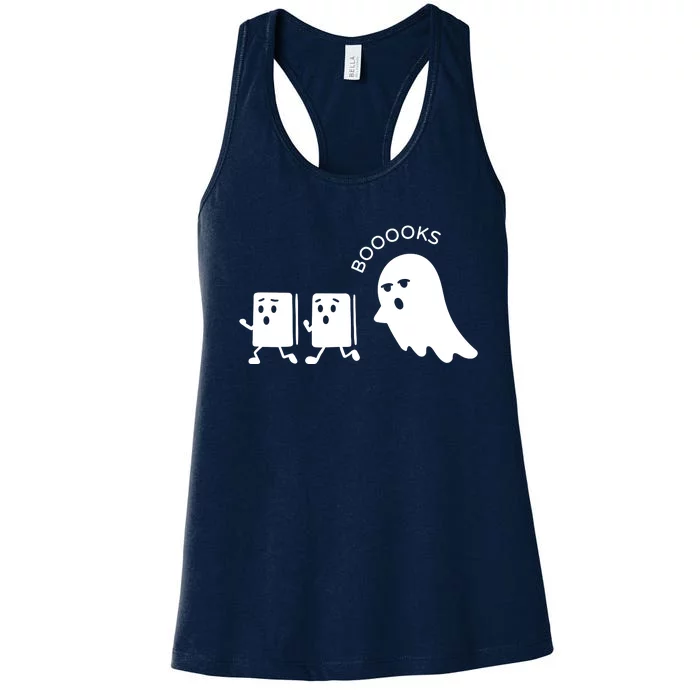 Ghost Reading Books Halloween Women's Racerback Tank