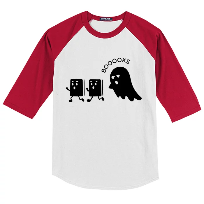 Ghost Reading Books Halloween Kids Colorblock Raglan Jersey