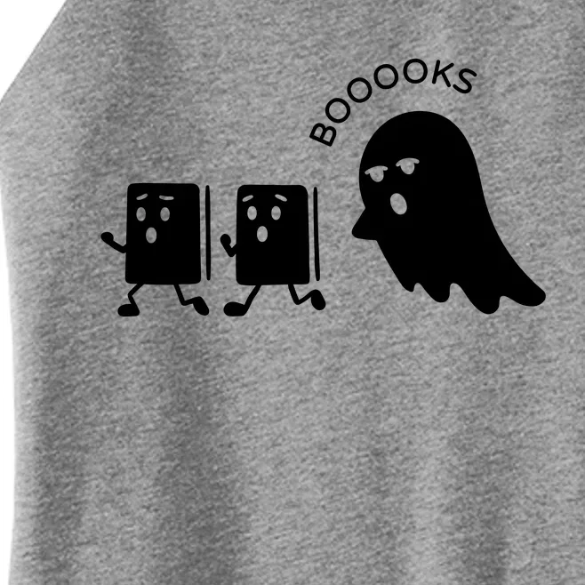 Ghost Reading Books Halloween Women’s Perfect Tri Rocker Tank