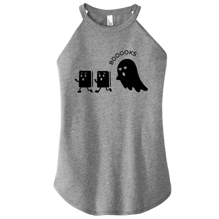 Ghost Reading Books Halloween Women’s Perfect Tri Rocker Tank