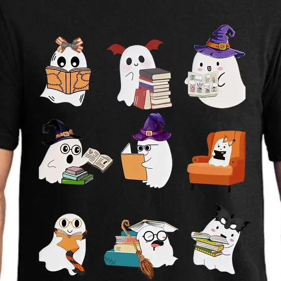 Ghosts Reading Books Teacher Halloween Librarian Cute Boooks Cool Gift Pajama Set