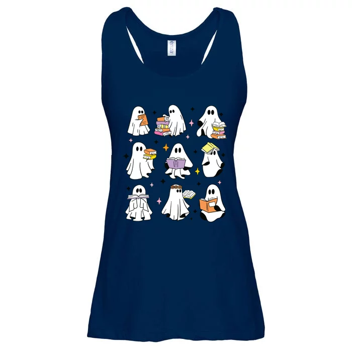 Ghosts Reading Books Teacher Halloween Librarian Boooks Ladies Essential Flowy Tank