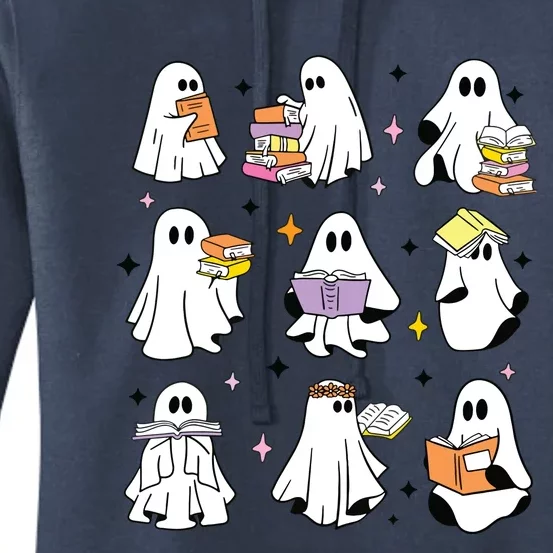 Ghosts Reading Books Teacher Halloween Librarian Boooks Women's Pullover Hoodie