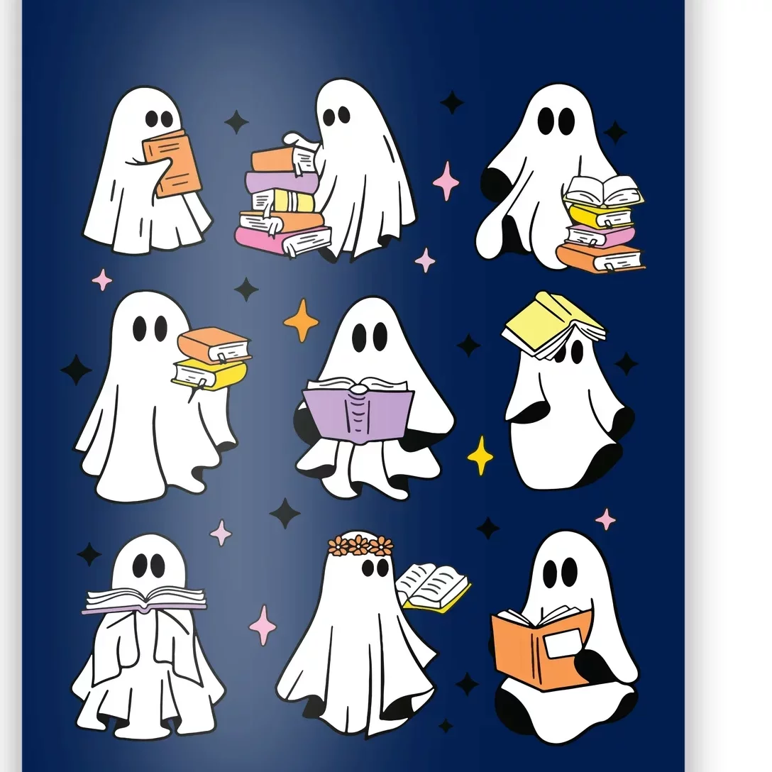 Ghosts Reading Books Teacher Halloween Librarian Boooks Poster