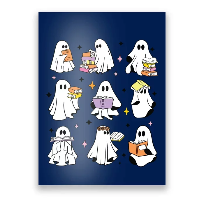 Ghosts Reading Books Teacher Halloween Librarian Boooks Poster