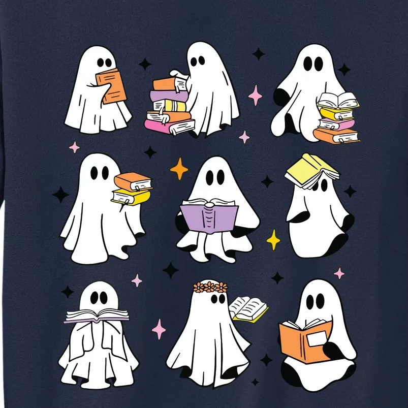 Ghosts Reading Books Teacher Halloween Librarian Boooks Tall Sweatshirt