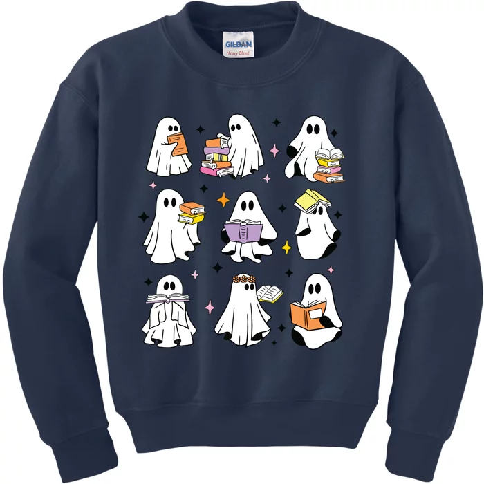 Ghosts Reading Books Teacher Halloween Librarian Boooks Kids Sweatshirt