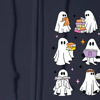 Ghosts Reading Books Teacher Halloween Librarian Boooks Full Zip Hoodie