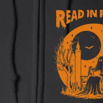 Ghost Reading Book Read In Peace Spooky Teacher Halloween Full Zip Hoodie